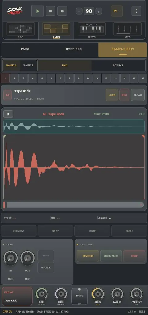 EDIT screen in Skunk Audio